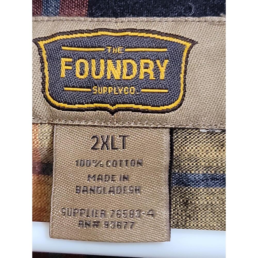 The Foundry Curry Plaid Long Sleeve Flannel Shirt 2XLT - Picture 2 of 5